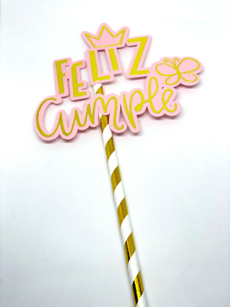 Cake topper feliz cumpleaños