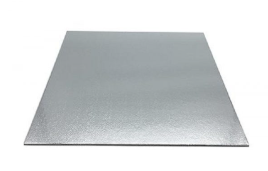 Base de carton cuadrada plateada 35 cm 12 unidades