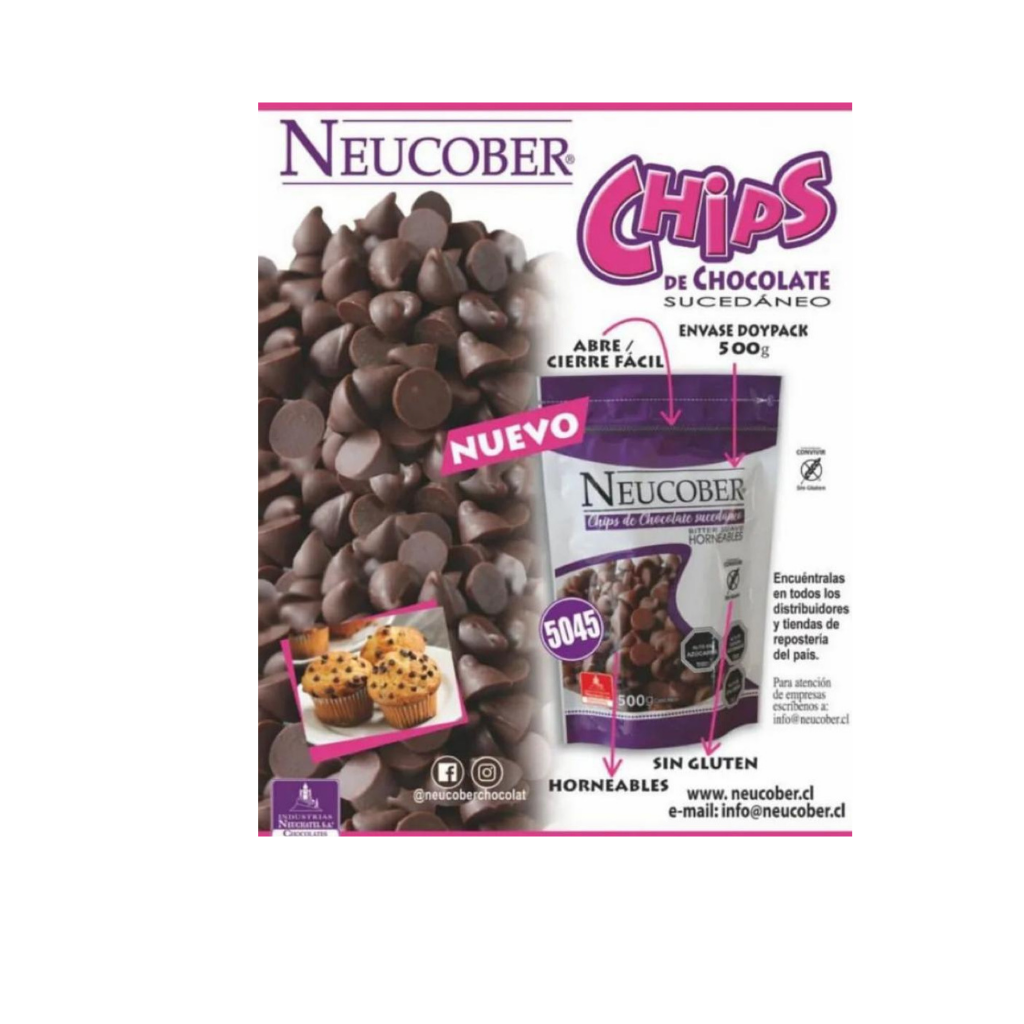 Chips De Chocolate Neucober Bitter Suave Horneables 500 Grs