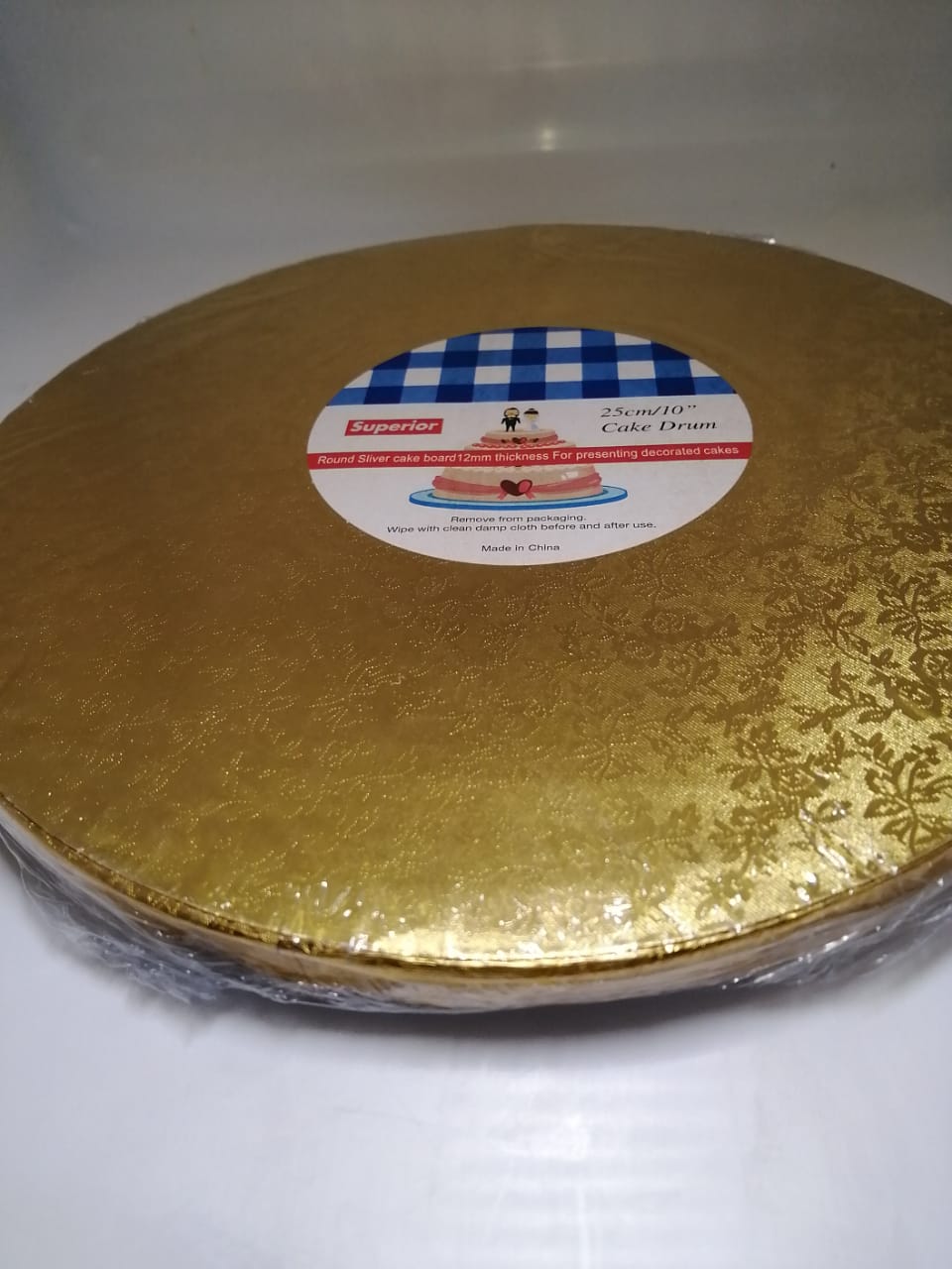 Base de plumavit para torta dorada 25 cm