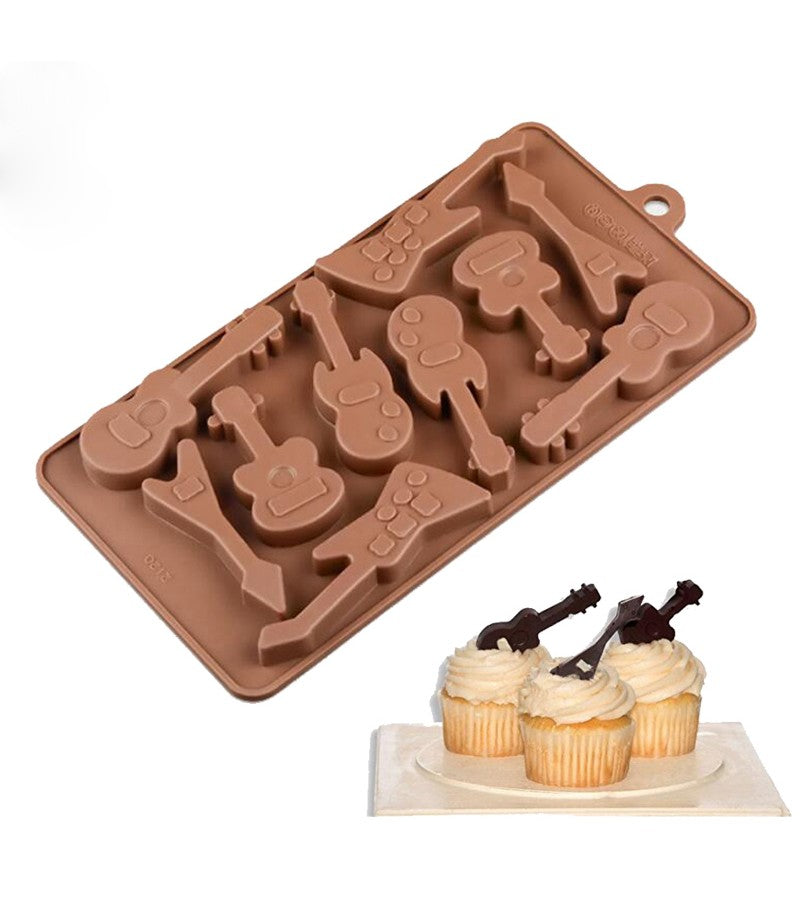 Molde silicona para chocolate guitarras