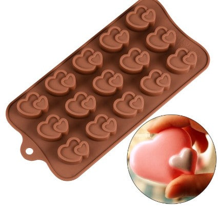 Molde silicona para chocolate corazon doble amor