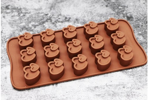 Molde silicona para chocolate corazon doble amor