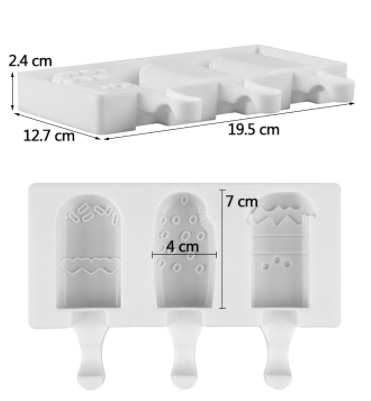 Molde de silicona para helado 3 cavidades