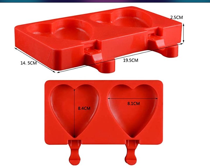 Molde silicona para helado corazon