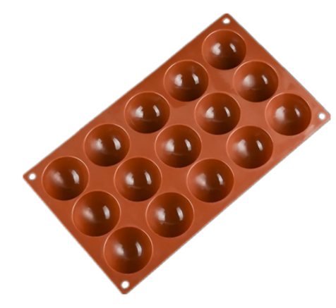 Molde silicona semi esfera 15 cavidades