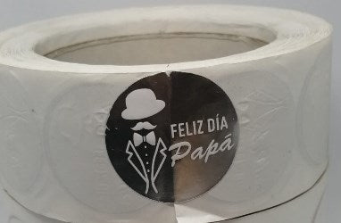 Sticker Feliz Dia Papa 100 unidades blanco