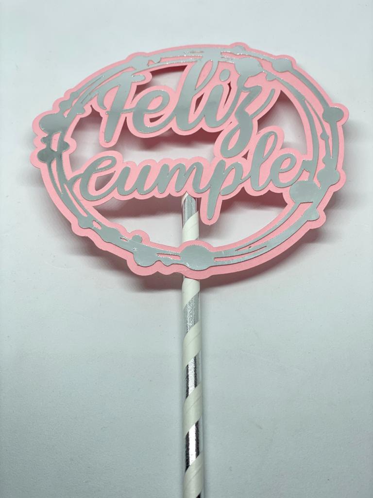 Cake topper feliz cumple circular