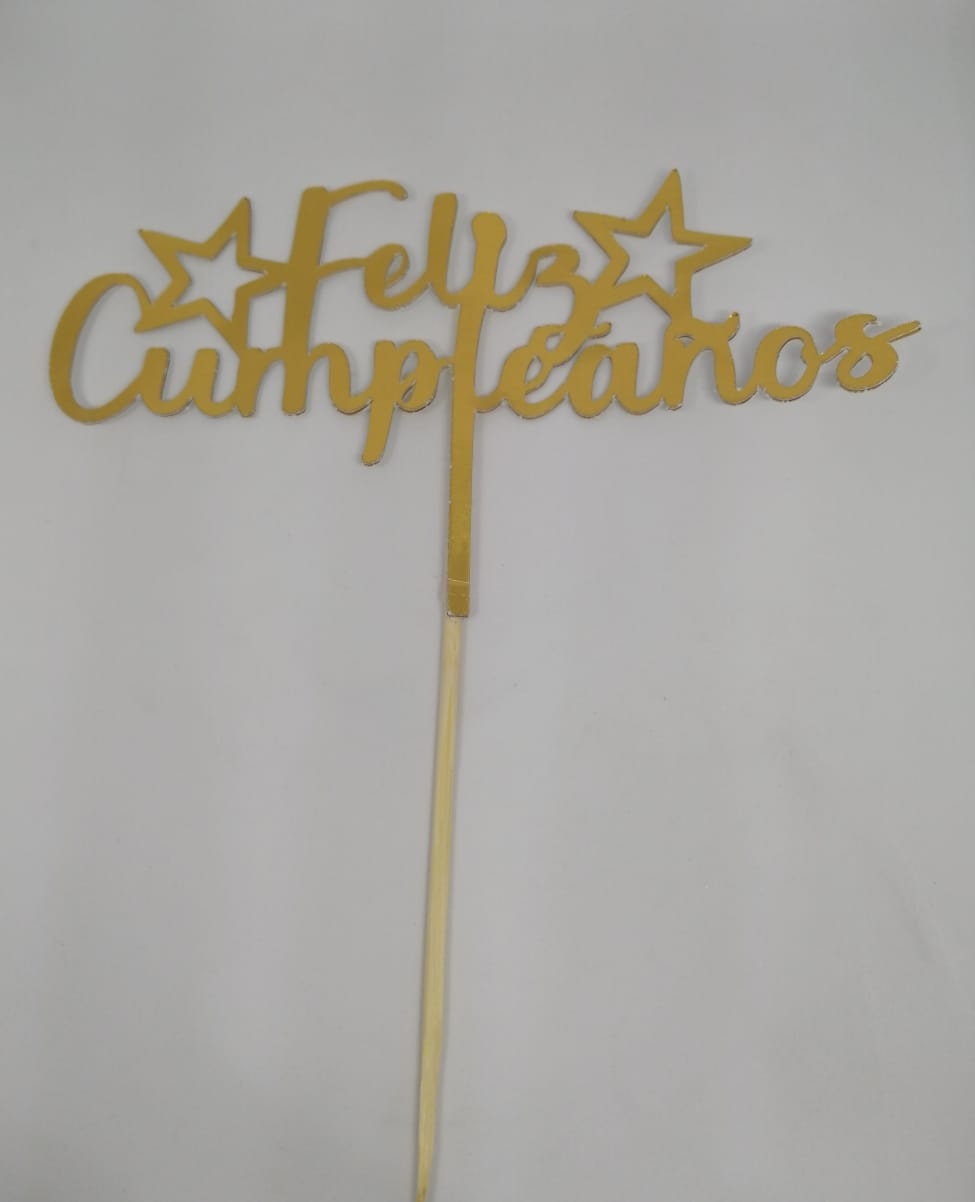 Cake topper feliz cumpleaños estrellas 15 cm