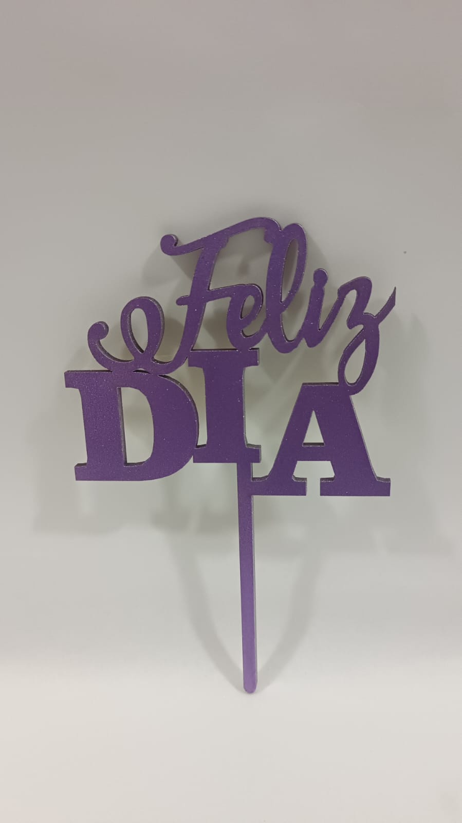 Cake topper feliz dia morado mdf